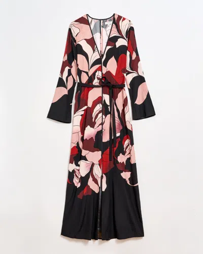 Billy Reid Winter Rose Maxi Cocktail Dress In Red/black