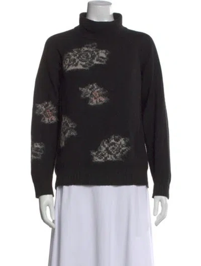 Pre-owned Billy Reid Wool Floral Print Sweater In Black