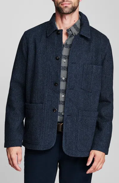 Billy Reid Wool Herringbone Chore Coat In Blue
