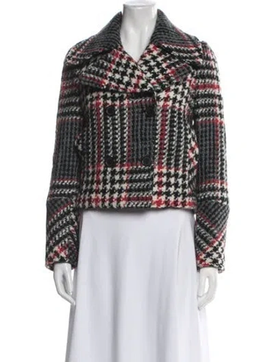 Pre-owned Billy Reid Wool Houndstooth Print Jacket W/ Tags In Black