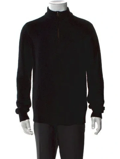 Pre-owned Billy Reid Wool Mock Neck Pullover In Black