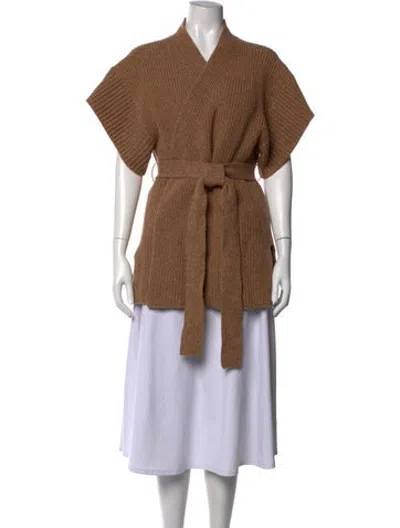Pre-owned Billy Reid Wool Open Front Sweater In Brown