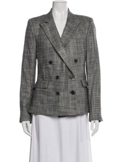 Pre-owned Billy Reid Wool Plaid Print Blazer In Gray