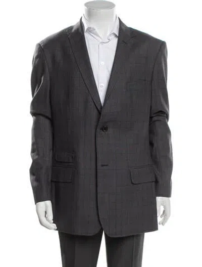 Pre-owned Billy Reid Wool Plaid Print Blazer In Gray