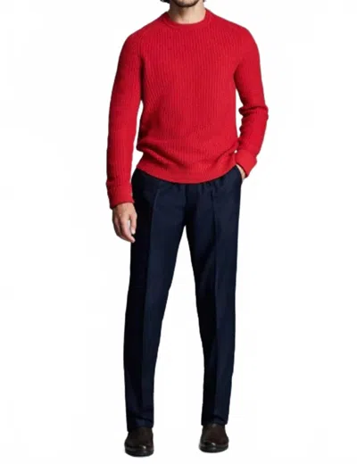 Billy Reid Wool Plaited Textured Crew Sweater In Pompeian Red