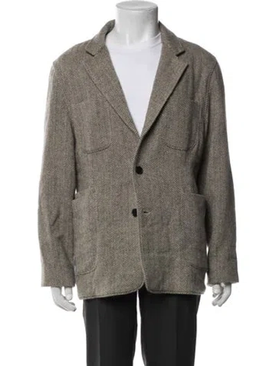 Pre-owned Billy Reid Wool Tweed Pattern Moto Jacket In Neutral