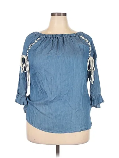Pre-owned Billy T 3/4 Sleeve Blouse In Blue