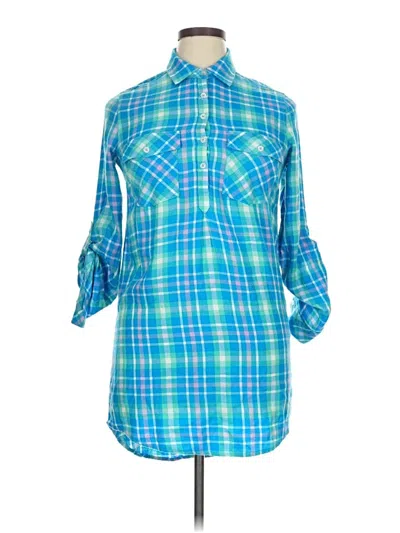 Pre-owned Billy T 3/4 Sleeve Button Down Shirt In Blue