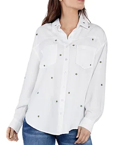 Billy T Army Stars Button Front Shirt In White