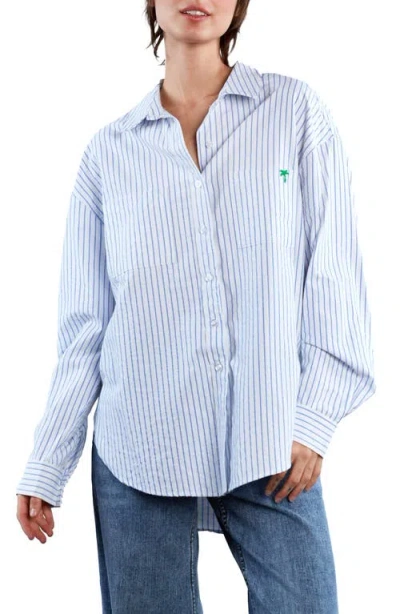 Billy T Back Off With Love Stripe Shirt In Blu Pinstripes
