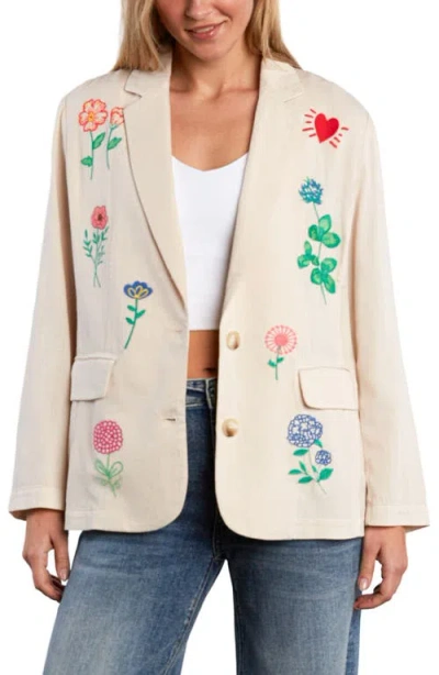 Billy T Blossom Embroidered Blazer In Neutral