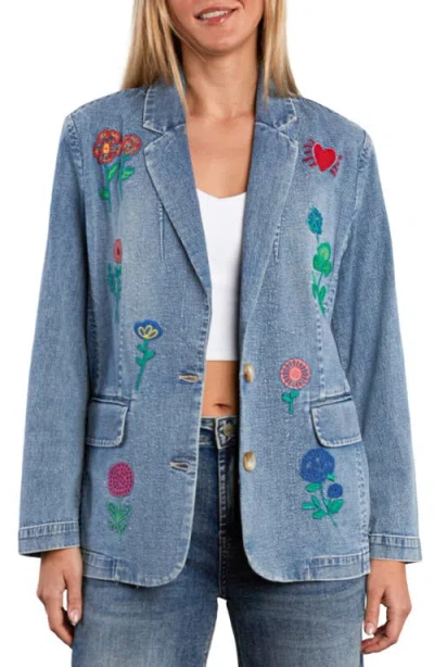 Billy T Blossom Embroidered Blazer In Blue