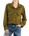 Billy T Boxy Faux Suede Jacket In Green