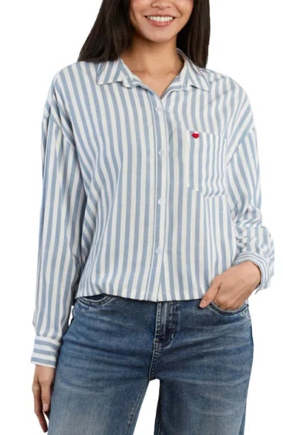 Billy T Boxy Stripe Heart Shirt In Blue