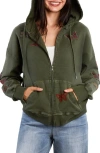 Billy T Butterfly Front Zip Hoodie In Green