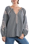 Billy T Cabo Stripe Embroidered Top In Smoke Stripe