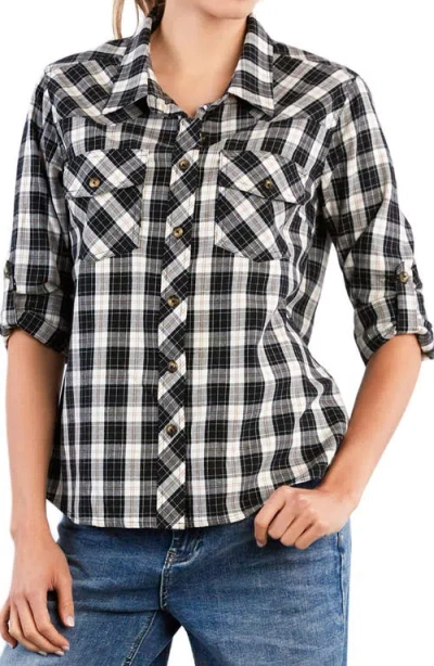 Billy T Carefree Plaid Button-up Shirt In Black