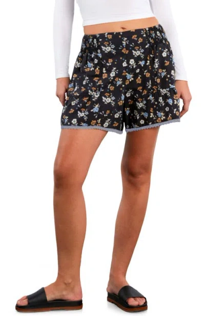 Billy T Carousel Flounce Hem Cotton Blend Shorts In Black Retro Rose