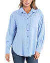 Billy T Stripe Linen Blend Button-up Shirt In Denim Blue