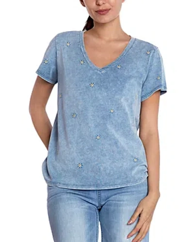 Billy T Denim Daisy V Neck Tee