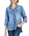 Billy T Embroidered Star Denim Button-up Shirt In Denim