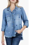 Billy T Embroidered Star Denim Button-up Shirt In Blue