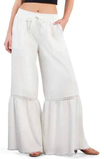 Billy T Drawstring Waist Tiered Denim Pants In White