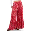 Billy T Drawstring Waist Tiered Pants In Red