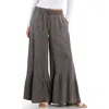 Billy T Drawstring Waist Tiered Pants In Gray