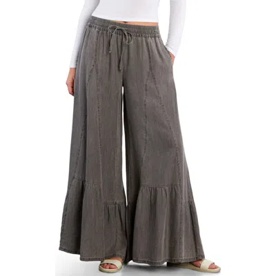 Billy T Drawstring Waist Tiered Pants In Gray