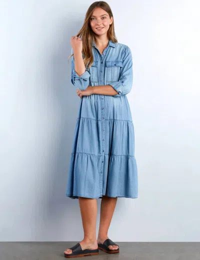 Billy T Dream Catcher Dress In Vintage Denim In Multi