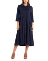Billy T Dream Catching Long Sleeve Midi Shirtdress In Deep Blue