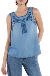 Billy T Floral Embroidery Tank Top