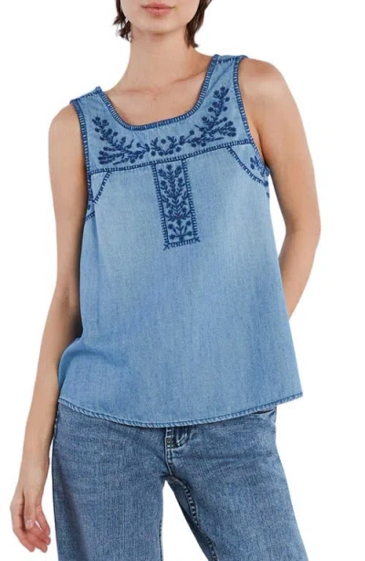 BILLY T BILLY T EMBROIDERED DENIM TANK