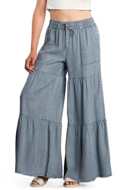 Billy T Fancy Cotton Blend Tiered Pants In Blue