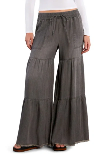 Billy T Fancy Cotton Blend Tiered Pants In Gray