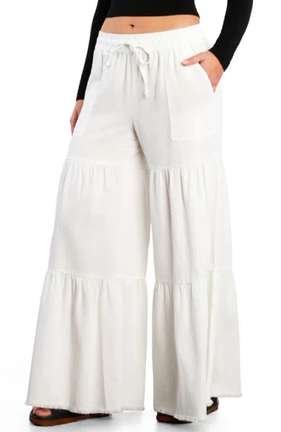 Billy T Fancy Cotton Blend Tiered Pants In White