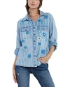 BILLY T FLORAL EMBROIDERY DENIM SHIRT