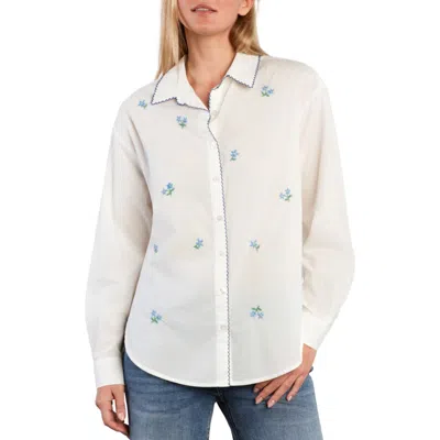 Billy T Floral Kisses Embroidered Button-up Shirt In White