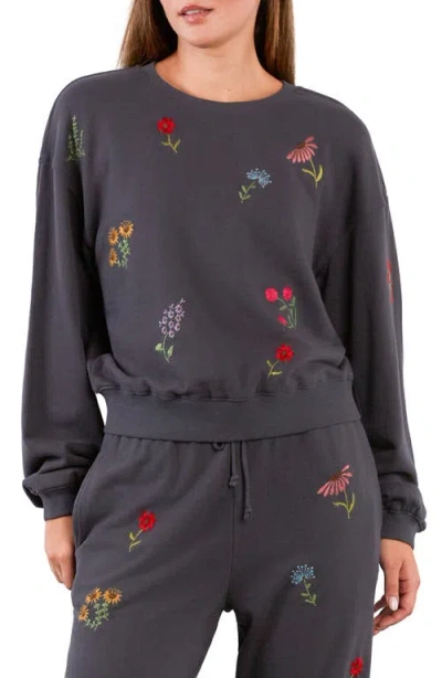 Billy T Flower Burst Embroidered Cotton Graphic Sweatshirt In Gray