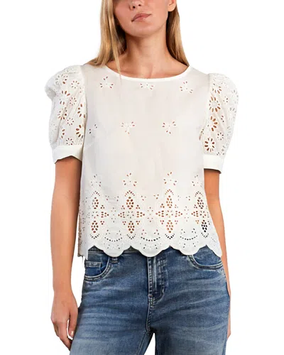 Billy T Halo Eyelet Top In White