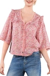 Billy T Happy Allie Floral Cotton Blend Button-up Shirt In Pink