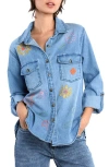 Billy T Happy Meadow Embroidered Denim Graphic Button-up Shirt