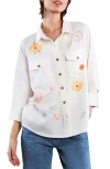 Billy T Happy Meadow Embroidered Denim Graphic Button-up Shirt In White