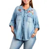 Billy T Happy Place Embroidered Denim Shirt In Blue