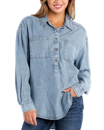BILLY T INDIGO HALF BUTTON SHIRT