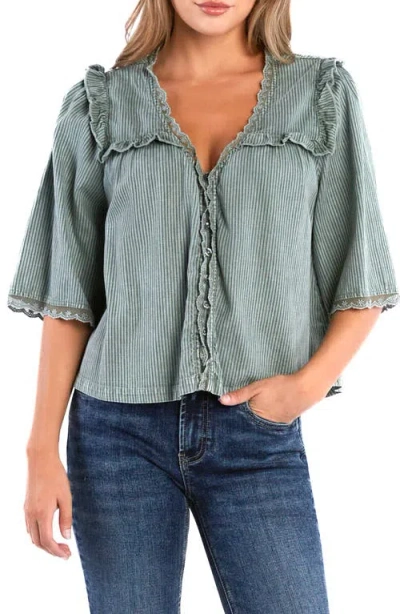 Billy T Juliet Ruffled Shirt In Army Rr Stripe
