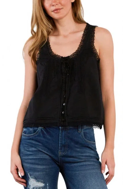 Billy T Lace Cotton Blend Tank Top In Black