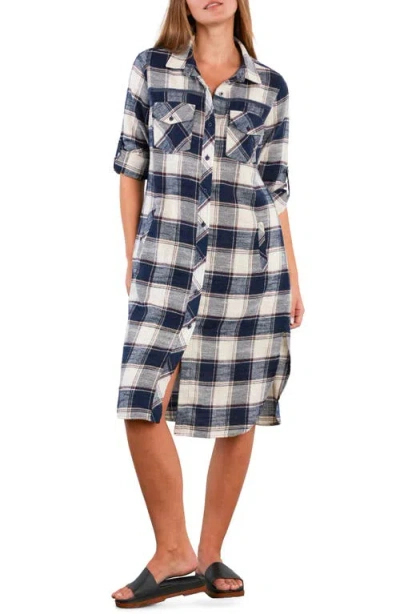 Billy T Long Sleeve Denim Shirtdress In Blue