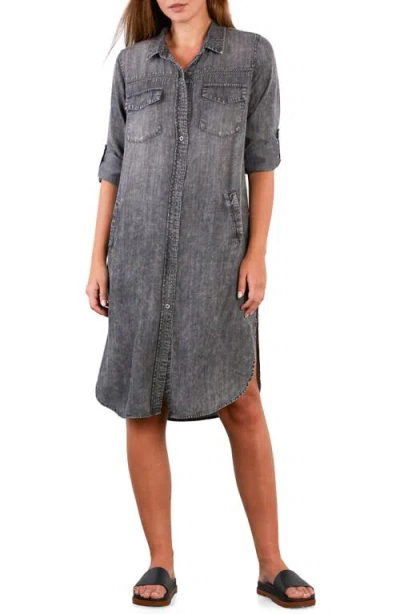 Billy T Long Sleeve Denim Shirtdress In Gray